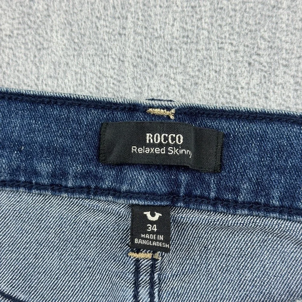 True Religion Jeans Mens 34x31 Rocco Moto Skinny Denim Pants Relaxed Casual NWT